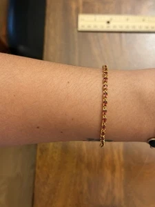 Sterling Silver Gold Plated Ruby Tennis Bracelet 7.25” - Picture 1 of 3