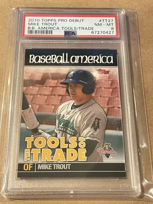 2010 TOPPS PRO DEBUT MIKE TROUT #TT27 TOOLS OF TRADE GRADED PSA 8 NM-MT ROOKIE - Image 1 of 3
