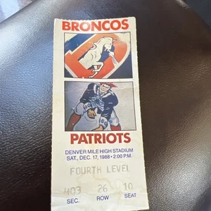 Denver Broncos VS Patriots Ticket Stub 12/17/88 - Picture 1 of 2