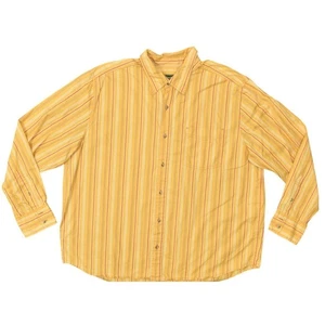 Eddie Bauer Yellow Striped 2XL Men's Cotton Long Sleeve Button Shirt - Picture 1 of 6