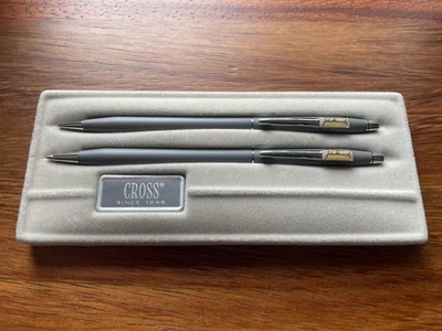 Vintage 1970s Cross Gray Pen and Pencil Set In Box - Gray - Image 1 of 3