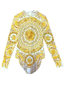 Versace Baroque Womens Size 48 Printed Silk Bodysuit - NWT - Picture 1 of 8