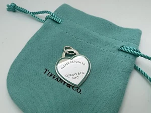 Tiffany Co Sterlingsilber große Rückkehr zu blau Emaille Herz Etikett Charm Anhänger - Bild 1 von 6