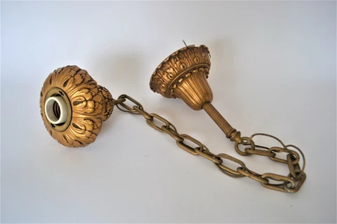 Antique Pendant type Light Fixture, Chain Drop, Mazzolini Cover