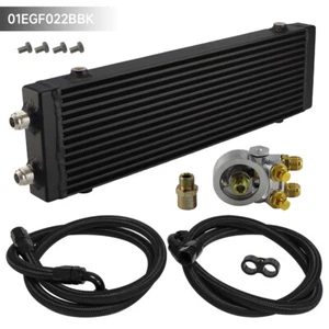 Barra de doble paso grande y enfriador de aceite de placa con kit adaptador de filtro termostático de 80 grados - Imagen 1 de 11