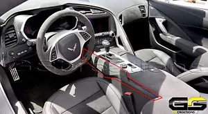 C7 Stingray Z06 Grand Sport Corvette Black Suede Console Trim Panel w/ Stitching - Picture 1 of 4