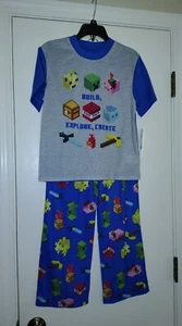 NEW Boys MINECRAFT Pajama PJ Set 2-piece pants shirt sz 12 NWT - Picture 1 of 4