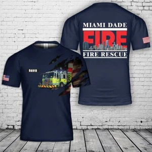 Custom Name Miami Dade Fire Rescue 3D T-Shirt - Picture 1 of 3