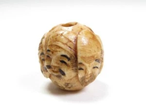 Japanisches Netsuke Antik Gesichter Geweih Schnitzerei Sagemono Meiji Ära - Bild 1 von 6