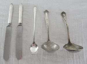 Antiguo Plato de Plata Cubiertos Lote Mixto de 5 Utensilios R Wallace Oneida Novia - Imagen 1 de 13