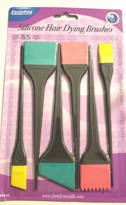 Silicone Hair Dying Brushes 6 Piece Set 8.5" Reusable & Multipurpose New - Picture 1 of 4