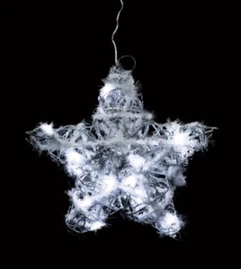 Christmas Star Silver with Snow 30cm 15 LED Lights White + Batteries - Picture 1 of 1