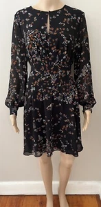 Reiss Arabelle Spot Print Flared Mini Dress In Black Size 12 NWT - Picture 1 of 11