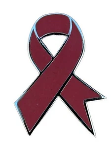 Enamel Ribbon 35mm x 26mm Maroon Lapel Pin Badge - Picture 1 of 3