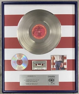 BRUCE SPRINGSTEEN Born In The U.S.A. 1990s In-House Platinum LP CD Award Plaque - Picture 1 of 2