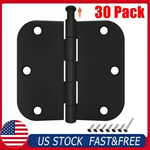 30 Pack 3.5" Interior Door Hinges 3-1/2" ORB Door Hinge 5/8" Radius, Matte Black - Picture 1 of 8