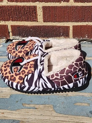 Женские университетские тапочки Champion для помещений и улицы с принтом гепард/зебра размер 6 - Изображение 1 из 4