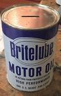 PROMOTIONAL BRITELUBE MOTOR OIL QUART COMPOSITE OIL CAN BANK TALLAHASSEE FLORIDA