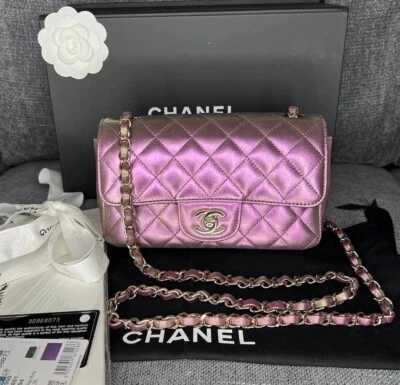Bolso CHANEL clásico con solapa mini rectangular iridiscente Foto 1 de 4