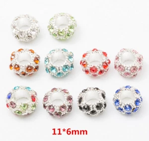 10X alloy inlay diamond big hole loose beads beaded Bracelet jewelry accessories - Picture 1 of 13