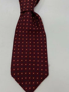 Nautica Mens Silk Tie Red Gold Square Dots Geometric Print Necktie - Picture 1 of 5