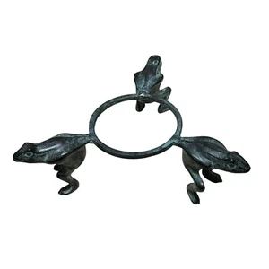 Pátina de bronce ranas ranas trío tarro pilar candelabro soporte para plantas - Imagen 1 de 6