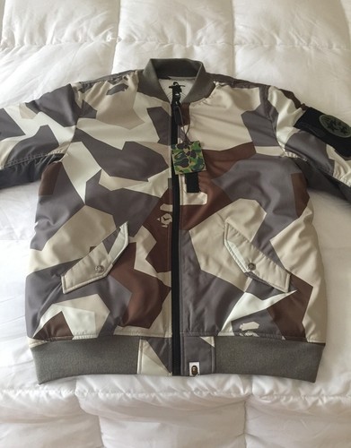 A BATHING APE (BAPE) A BATHING APE BOMBER UOMO SPLINTER MIMETICO LEGGERO BEIGE XL NUOVO 2018!!!