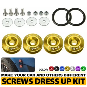 JDM Aluminum Fastener Quick Release Car Bumper Fender Trunk Hatch Lid Kit Yellow - Picture 1 of 12
