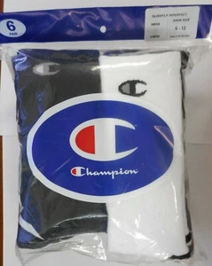 CHAMPION PACK OF 6 PAIR OF MENS CREW SOCKS BLACK/GREY & WHITE/GREY SIZE 6-12 - Picture 1 of 5