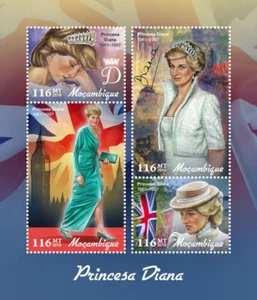 Mozambique 2019 MNH Royalty Stamps Princess Diana 4v M/S - Picture 1 of 1