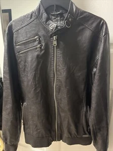 Brown Leather Jacket Buffalo David Bitton Brown Polyester Jacket - Picture 1 of 3