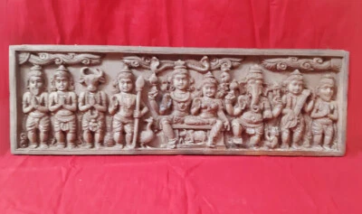 De colección Dios hindú Vishnu Lakshmi Nandi Panel de Pared Templo de Madera Estatua Escultura Foto 1 de 4