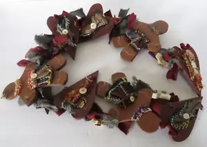 Garland Gingerbread Men Primitive Country 42" Wood Hearts Stars Ducks Buttons - Picture 1 of 6
