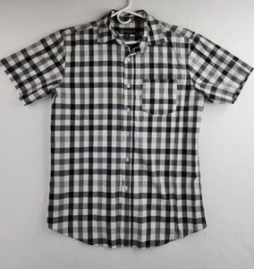 Sahara Club Mens Black Plaid Short Sleeve Button Front Shirt Size Medium - Picture 1 of 10
