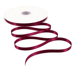 Solid Color Satin Ribbon 3/8 inch x 100 Yards Roll Wine Double Faced for Gift... - Picture 1 of 9