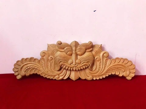 Vintage Peacock Dragon Plaque Wall Decor Wooden Panel Floral Hand Carved D60 Cover