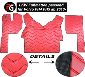 LKW Fußmatten Für Volvo FH4 FH5 Truck Zubehör Lederboden Interieur Rot 2013- - Bild 1 von 5