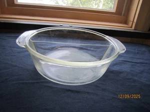 Vintage Anchor Hocking Ofengeschirr 9" Klarglas Rund Geteilt Auflaufform 2 Quart - Bild 1 von 7