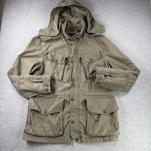 Chaqueta militar J Crew para hombre L abrigo de campo verde NX-631 con capucha cremallera completa al aire libre - Imagen 1 de 11
