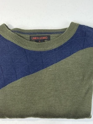NWT Linea Uomo Green & Blue Lightweight Wool Blend Sweater Mens XL - Image 1 of 4