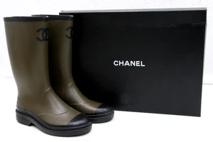 Chanel Women's Interlocking CC Logo Rain Boots EU 39 US 9 - Brown - Picture 1 of 24
