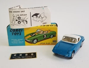 Corgi Toys 319, Lotus Elan Coupè con numeri di corsa, - Ottime condizioni. - Foto 1 di 11