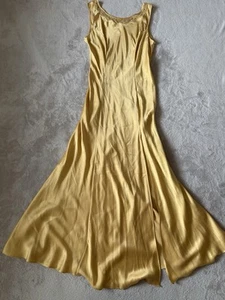 Vintage Victoria’s Secret Women’s Medium Silk Gold Draped Maxi Gown Slip Dress - Picture 1 of 7