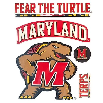 Maryland Terps Removable Stickers Fear The Turtle 1 Sheet - Image 1 of 4