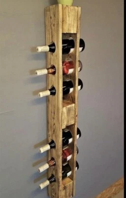 Portabottiglie Da Parete in Legno, per 6 Bottiglie Di Vino, Da Parete, per casa - Immagine 1 di 3
