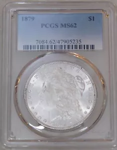 1879 P Morgan Silver Dollar PCGS MS62 Bright Frosty Luster PQ Just Graded #P29J - Picture 1 of 4