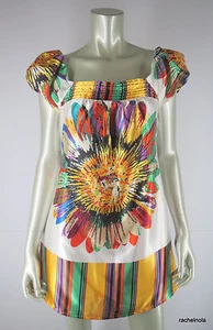Arden B Mini Dress Size M Satin Colorful Rainbow Floral Sunflower Babydoll Shift - Picture 1 of 8