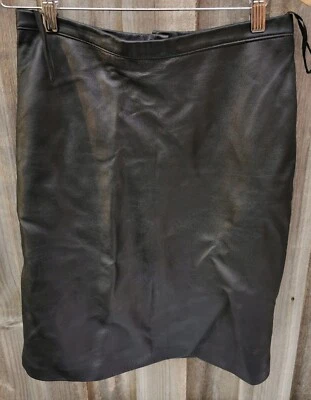 Falda Lápiz ATLELIER Talla 10 Cuero Negro Frontal Trasero Cremallera Botón Foto 1 de 4