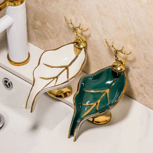 LUJO Jabón de cerámica enchapado en oro Desagüe de plato - Imagen 1 de 8