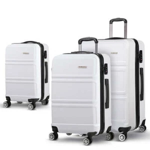 NNEDSZ 3 Piece Lightweight Hard Suit Case Luggage White - Picture 1 of 7